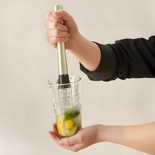 Eispap 8 Inch Gold Stainless Steel Cocktail Muddler & Mixing Spoon Set