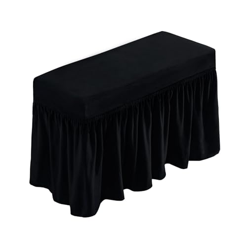 Spandex Piano Bench Cover with Skirt - Machine Washable Ottoman Slipcover
