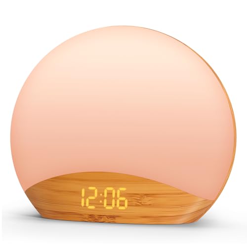 Wood Grain Sunrise Alarm Clock & Sound Machine with Night Light