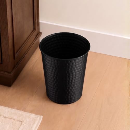 Metal Bathroom Trash Can – Hand Hammered Decorative Wastebasket Bin