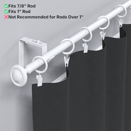 1.25 Inch Curtain Rings with Clips - Set of 14 White Metal Drapery Hooks