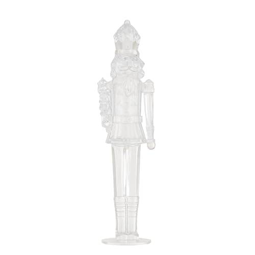 Clear Acrylic Nutcracker Figurine - 11.25 Inch Tabletop Holiday Decor