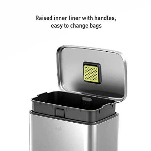 Brushed Stainless Steel Step Trash Can 13.2 Gal 50L with Soft Close Lid