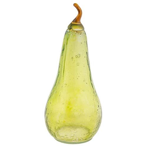 Large Mouth-Blown Green Glass Pear Decorative Sculpture