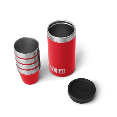 YETI Shot Glasses with Carrying Case - Rescue Red, Set of 4, Stainless Steel