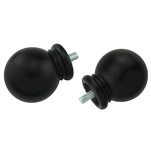 Round Curtain Rod Finials, 1.4-Inch Ball Ends for 5/8-Inch Rods, 2-Pack