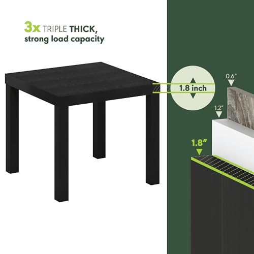Modern Minimalist Square Side End Table - Black Accent Nightstand