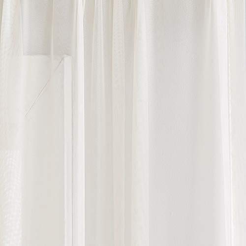 Beige Sheer Bed Canopy Scarf Curtain - 55 x 144 Inch Bedroom Drape