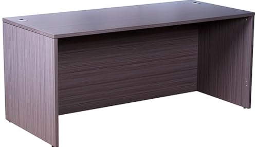Boss Office L-Shape Desk with Pedestal - Driftwood Finish, Executive Office Furniture