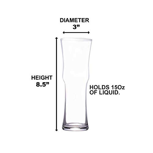 LEMONSODA Tall Napoli Hurricane Cocktail Glasses Set of 4 - 15oz Crystal Drinkware for Home & Bar