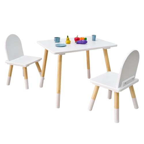 Kids Wooden Table and 2 Chair Set for Toddlers Ages 3-7, Activity Desk