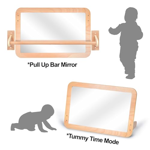 2-in-1 Montessori Sensory Mirror with Pull-Up Bar for Infants