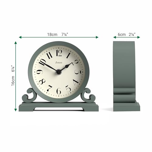 Small Traditional Scroll Mantel Clock - Green Contemporary Desk Clock