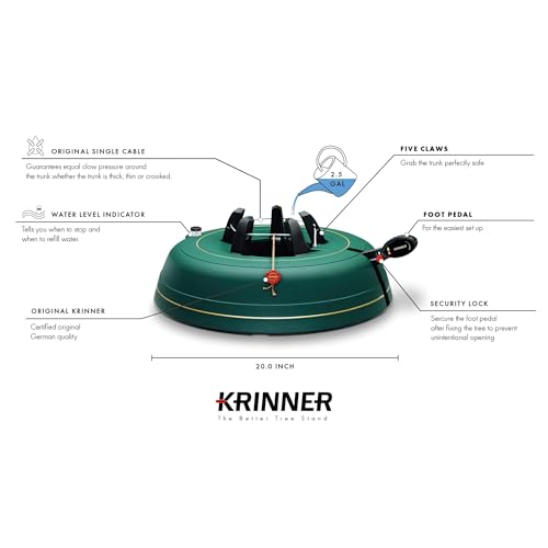 Krinner Christmas Tree Genie XXL Stand - Green, 12 ft Live Tree, Foot Pedal & Water Level Indicator - Standard Variation
