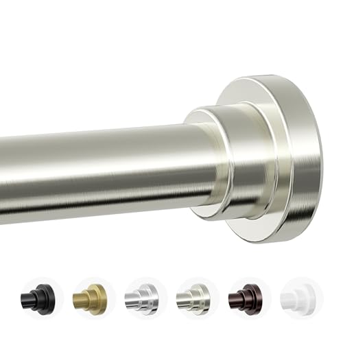 Mcrbeay Heavy Duty Tension Shower Curtain Rod 28-74 Inch Brushed Nickel No Drill