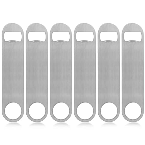 KISEER 6 Pack Heavy Duty Stainless Steel Bottle Openers - Bar, Kitchen & Restaurant