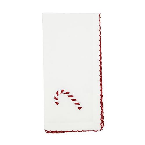 Festive Candy Cane Cotton Napkins Set of 4 - Christmas Table Decor