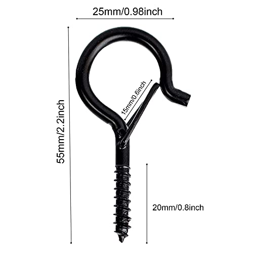 Benvo 10 Pcs Outdoor Q-Hanger Easy Release Screw Wire Hooks for String Lights Black