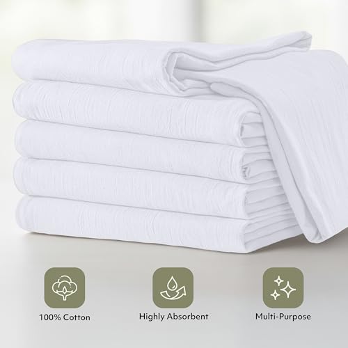 White Flour Sack Towels 12 Pack - 100% Cotton Kitchen Tea Towels (28 x 28")