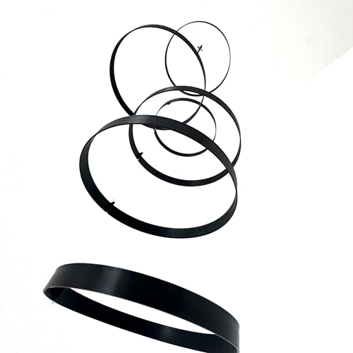 Modern Hanging Mobile with 6 Black Rings, 42-Inch Minimalist Art Decor
