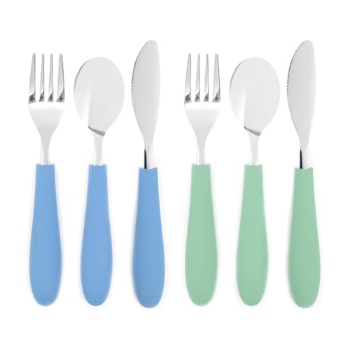 Kids Silverware Set with Silicone Handles and Stainless Steel Flatware