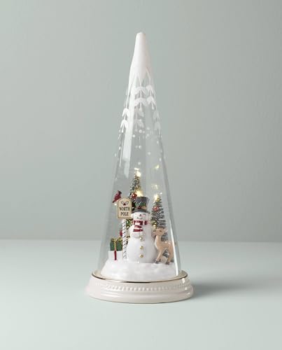 Light-Up Christmas Snowman Scene - Porcelain & Glass Tabletop Decor (11.5")