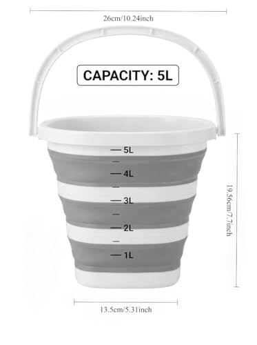 5L Collapsible Water Bucket with Handle - Leak-Proof & Portable for Camping, Gardening, and Outdoor Use