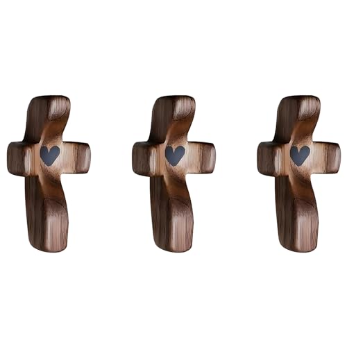 Black Walnut Wooden Pocket Cross Fidget - Set of 3 Prayer Crosses