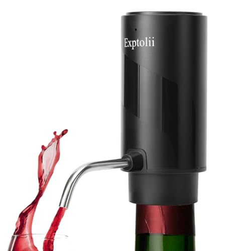 Exptolii 7oz Electric Wine Aerator Dispenser | Rechargeable One-Touch Wine Pourer & Decanter