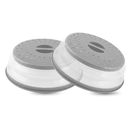 Collapsible Silicone Microwave Splatter Cover - 10.5 Inch (2 Pack)