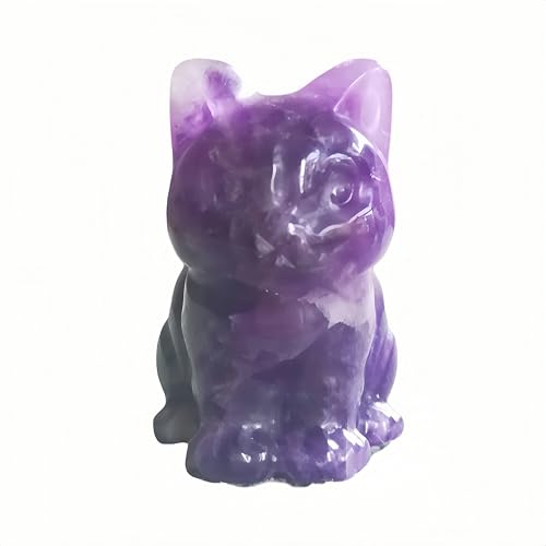 Natural Amethyst Crystal Cat Figurine, 1.5 Inch Hand-Carved Healing Stone