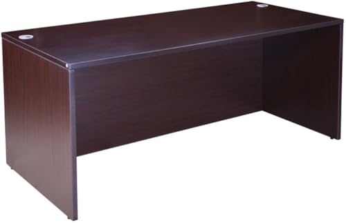 Boss Office Products Holland U-Shape Executive Desk with File Storage & Hutch, 66" Mocha