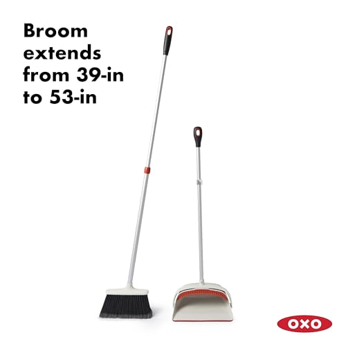 Extendable Upright Broom and Dustpan Set for Kitchen & Home Cleaning