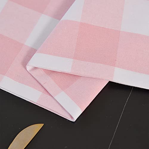 NATUS WEAVER Pink & White Buffalo Check Table Runner 12 x 60 in — 2-Sided Cotton, Pink&White, 1 pc