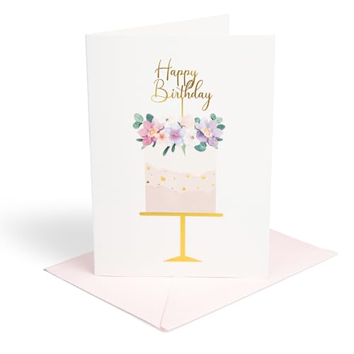 Elegant Birthday Card for Women, 5x7 Gold Foil Greeting Card