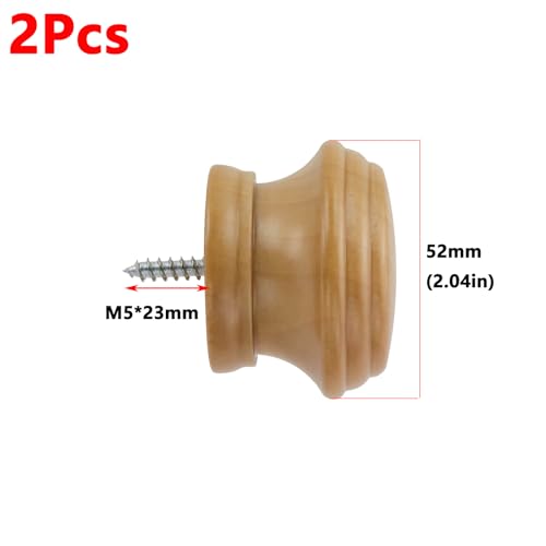 Wooden Curtain Rod Finials, 28mm Round Decorative End Caps - 2 Pack