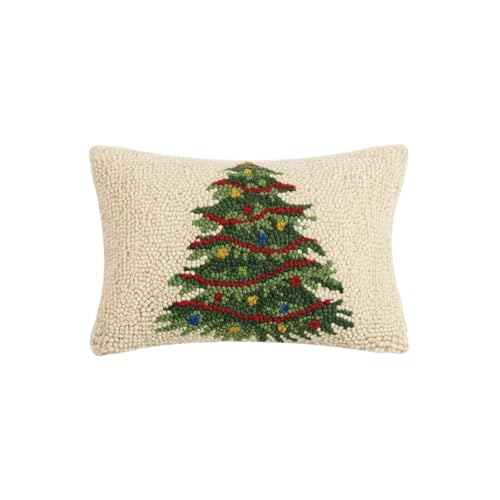 Decorative Lighted Christmas Tree Wool Pillow 8x12 - Holiday Home Decor