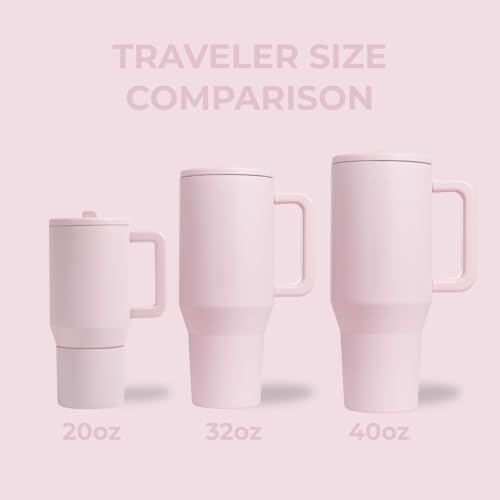 HydroJug Traveler 32oz Insulated Water Bottle with Handle & Straw - Pink Sand