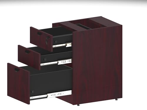 Boss Office Products 71-Inch Executive Desk with Credenza & Hutch, Mahogany Finish