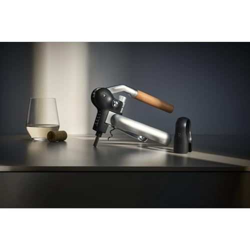 WMF Baric Lever Corkscrew Wine Opener - 19cm, Die-Cast Metal & Beech Wood, Effortless Uncorking