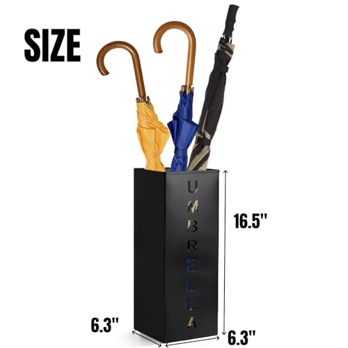 Square Metal Umbrella Stand, Freestanding Entryway Umbrella Holder Rack