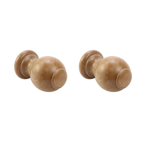 Wooden Curtain Rod Finials, 1.14-Inch Inner Diameter Ball End Caps, 2 Pack