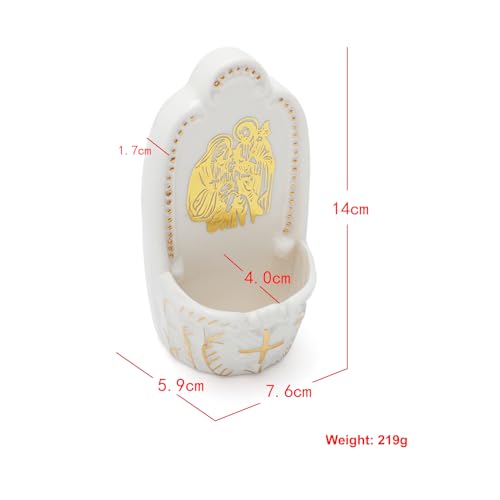 Ceramic Holy Water Font for Wall or Tabletop, Catholic Home Decor