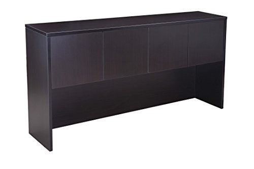 71-Inch Executive U-Shape Desk with Hutch and File Storage - Mocha Wood