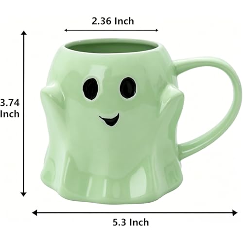 Green Halloween Ghost Mug 3D Ceramic Coffee Cup - Novelty Spooky Drinkware