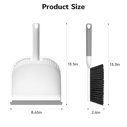 Small Handheld Dustpan and Brush Set with Comb Teeth for Pet Hair