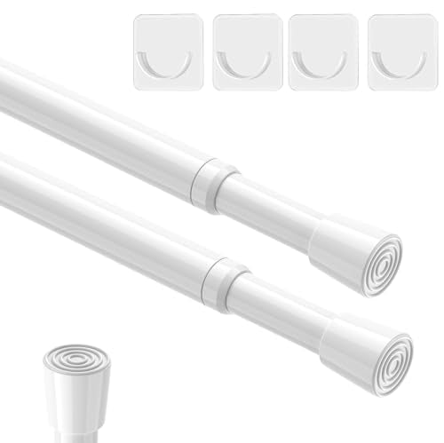 AIZESI 2-Pack Adjustable Spring Tension Curtain Rods 26-39 Inch White