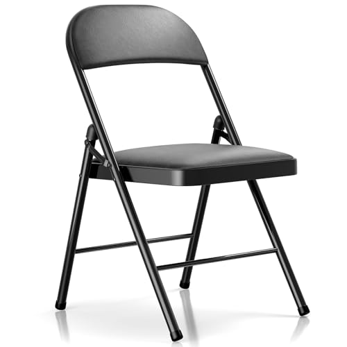 Heavy-Duty Padded Folding Chair with Steel Frame, Black