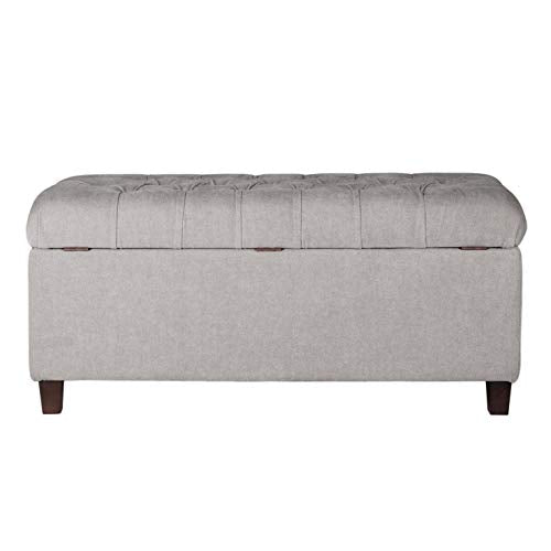 HomePop Grey Tufted Storage Ottoman Bench with Button Detailing - 40in