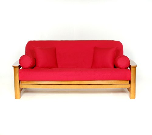 100% Cotton Full Size Futon Cover with Hidden Zipper - Red